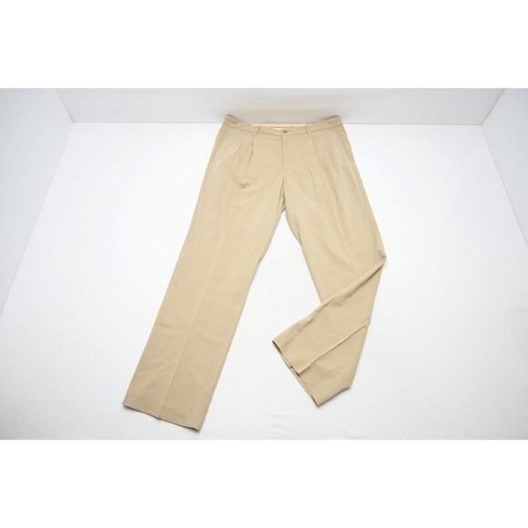 Tommy Bahama Silk Rayon Hawaiian Pants Pleated Front Beige Mens Sz 34 x 34 - Picture 2 of 9